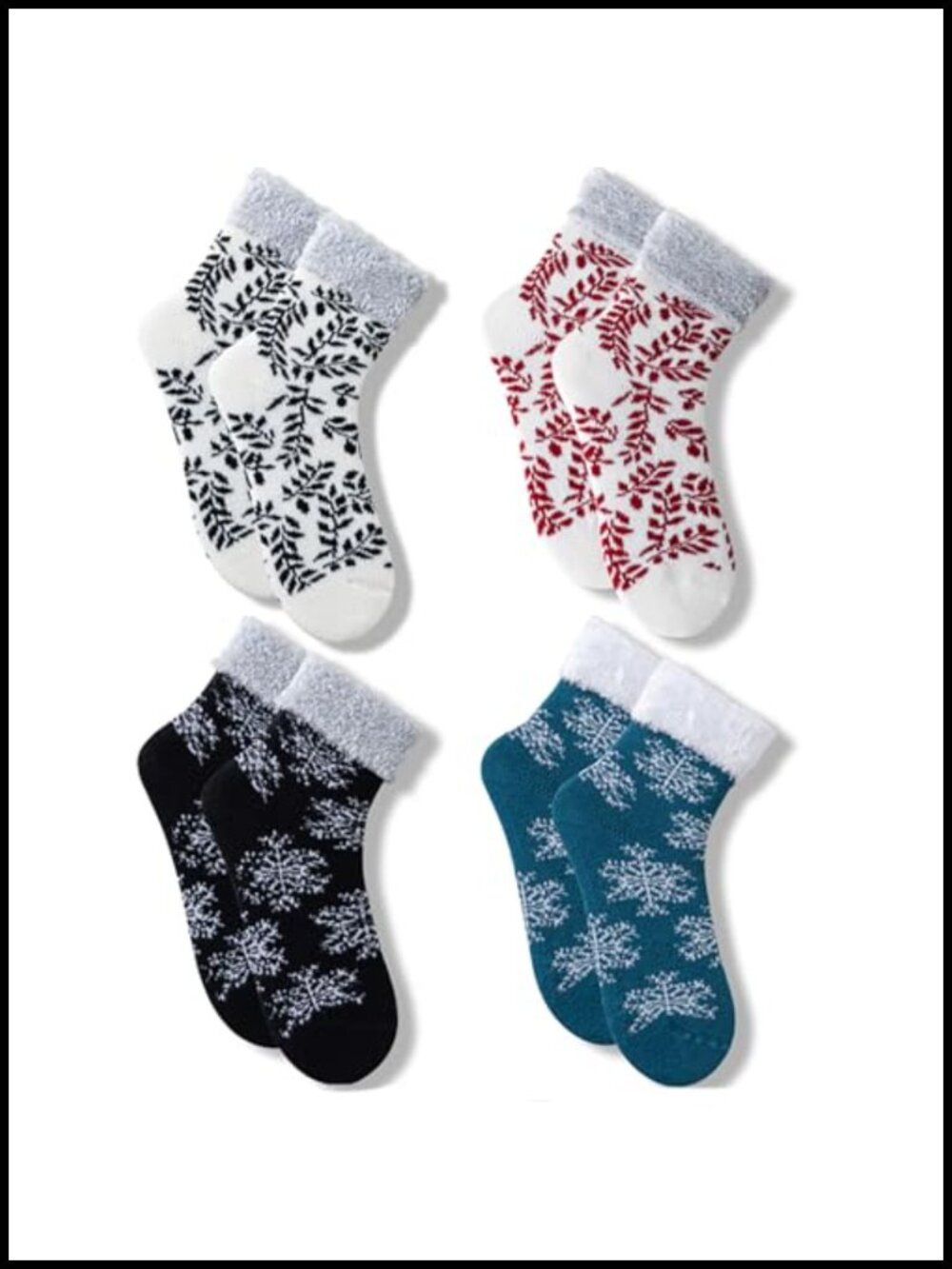 Merino Wool Blend Thermal Winter Hiking Crew Socks 4 Pairs